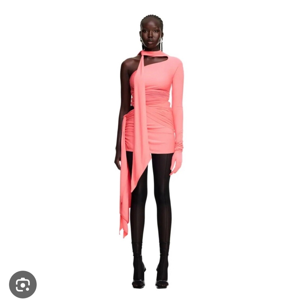 Mugler Coral Draped Dress